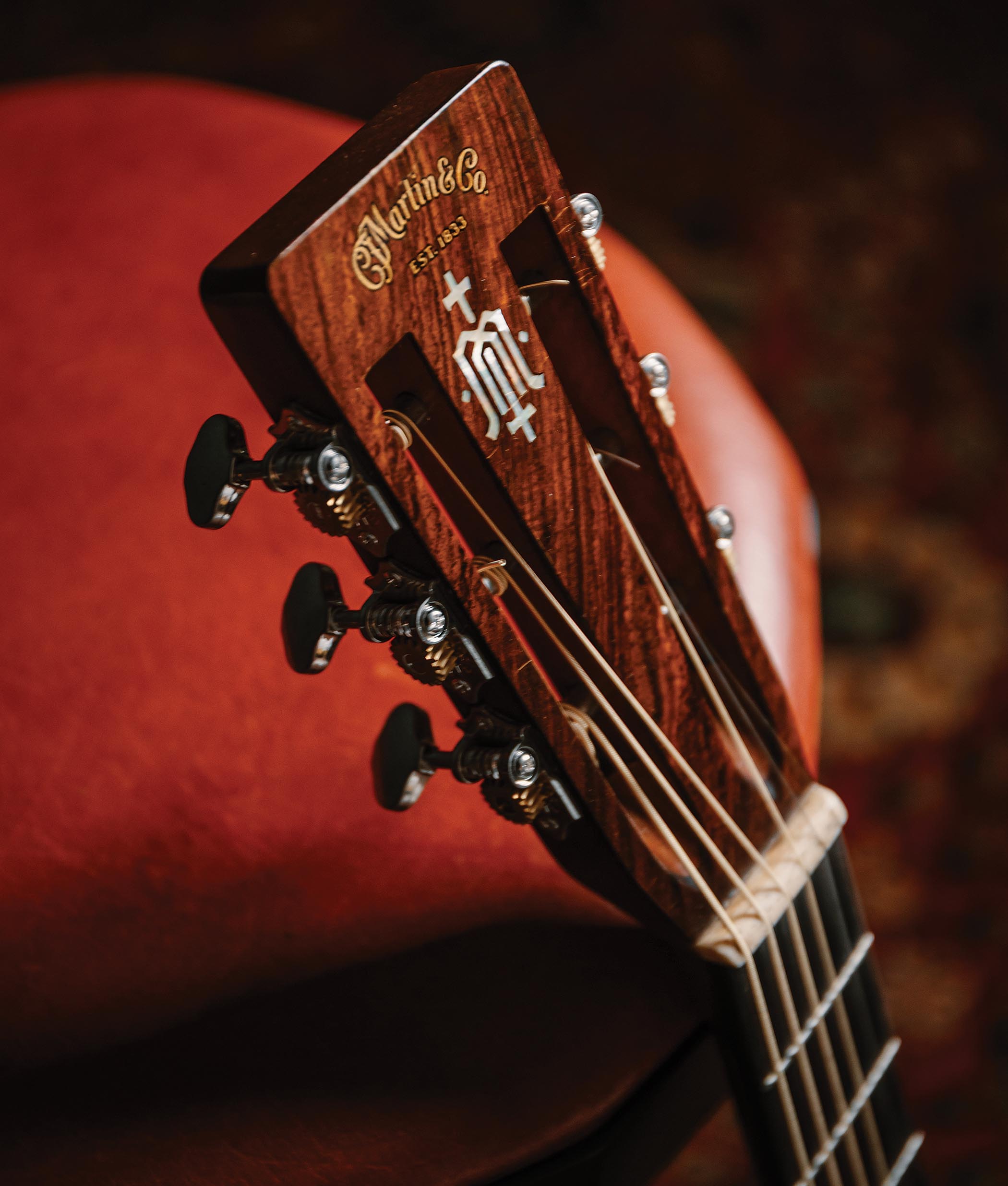 Jake Kiszka's custom Martin acoustic headstock inlay