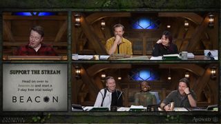 The cast of Critical Role Exandria Unlimited: Divergence smile as they play