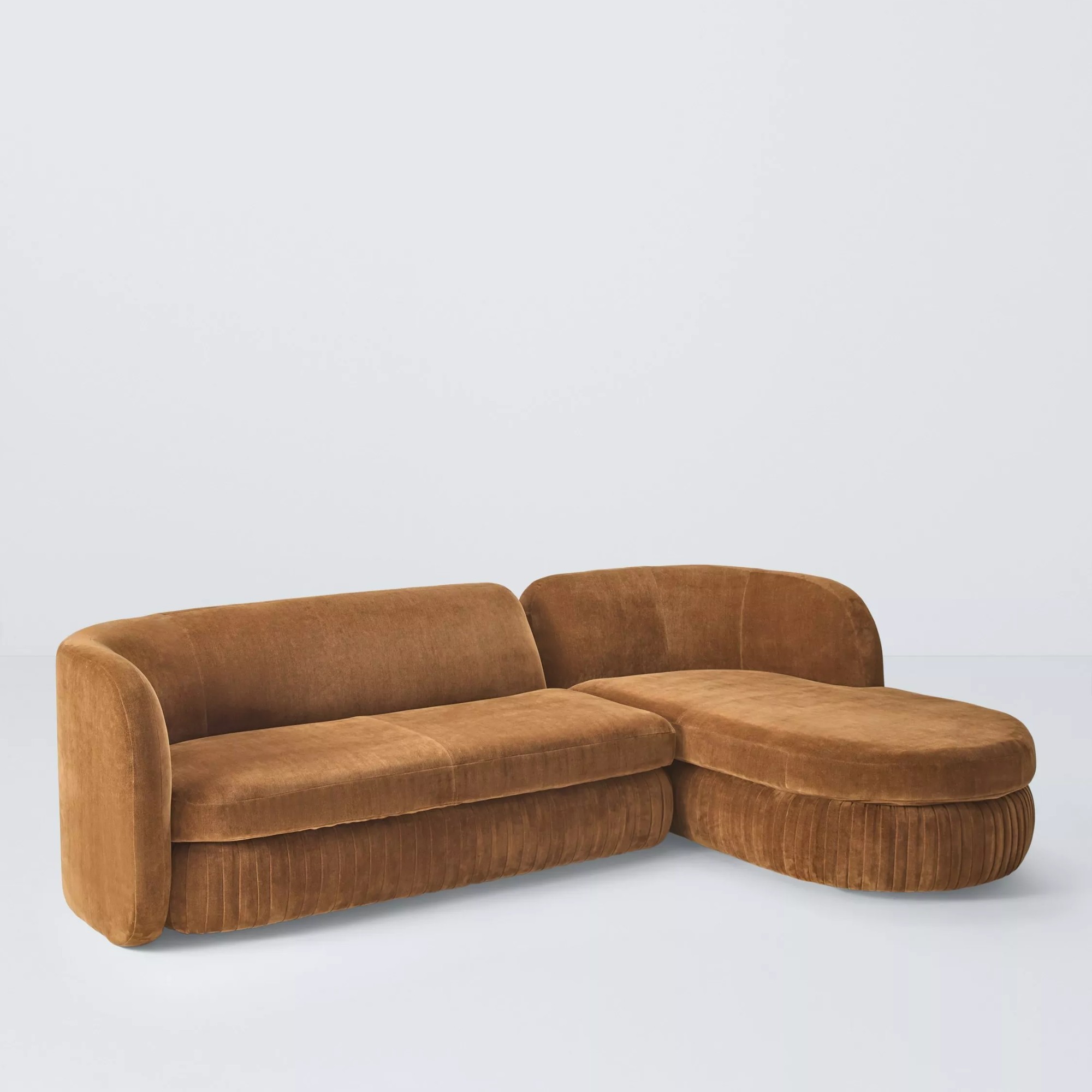 John Lewis Pleat Large 4 Seater RHF Chaise End Sofa, Soft Chenille Ginger