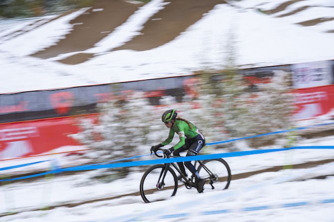 Katie Clouse on her way to second place on day two of the 2018 US Open of Cyclocross