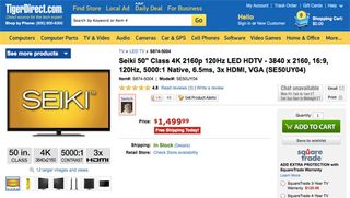 Seiki 50in 4K TV on sale for $1500