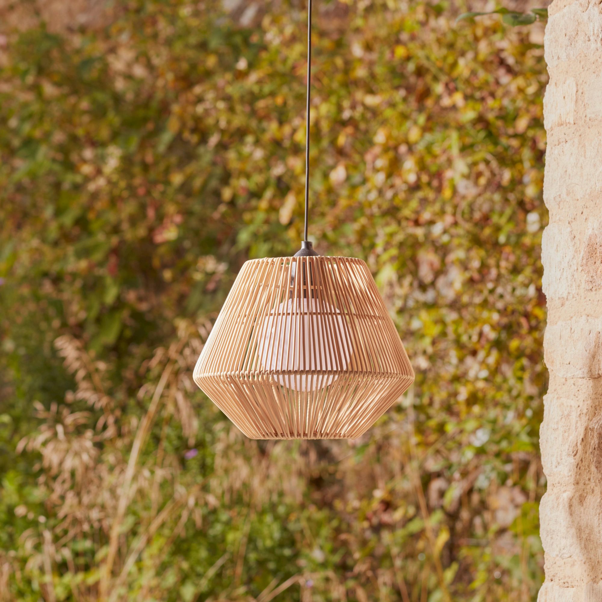 Cox & Cox Outdoor LED Tapered Rattan Pendant