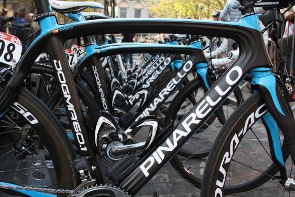 The Team Sky Pinarello bikes