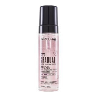 an image of sienna x gradual clear self tan mousse on white background