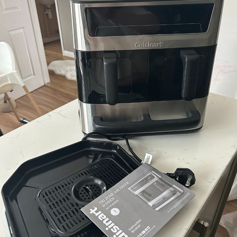 Cuisinart Tri Zone 13.6L Air Fryer &amp;amp; Oven - parts unboxed in packaging on kitchen worktop