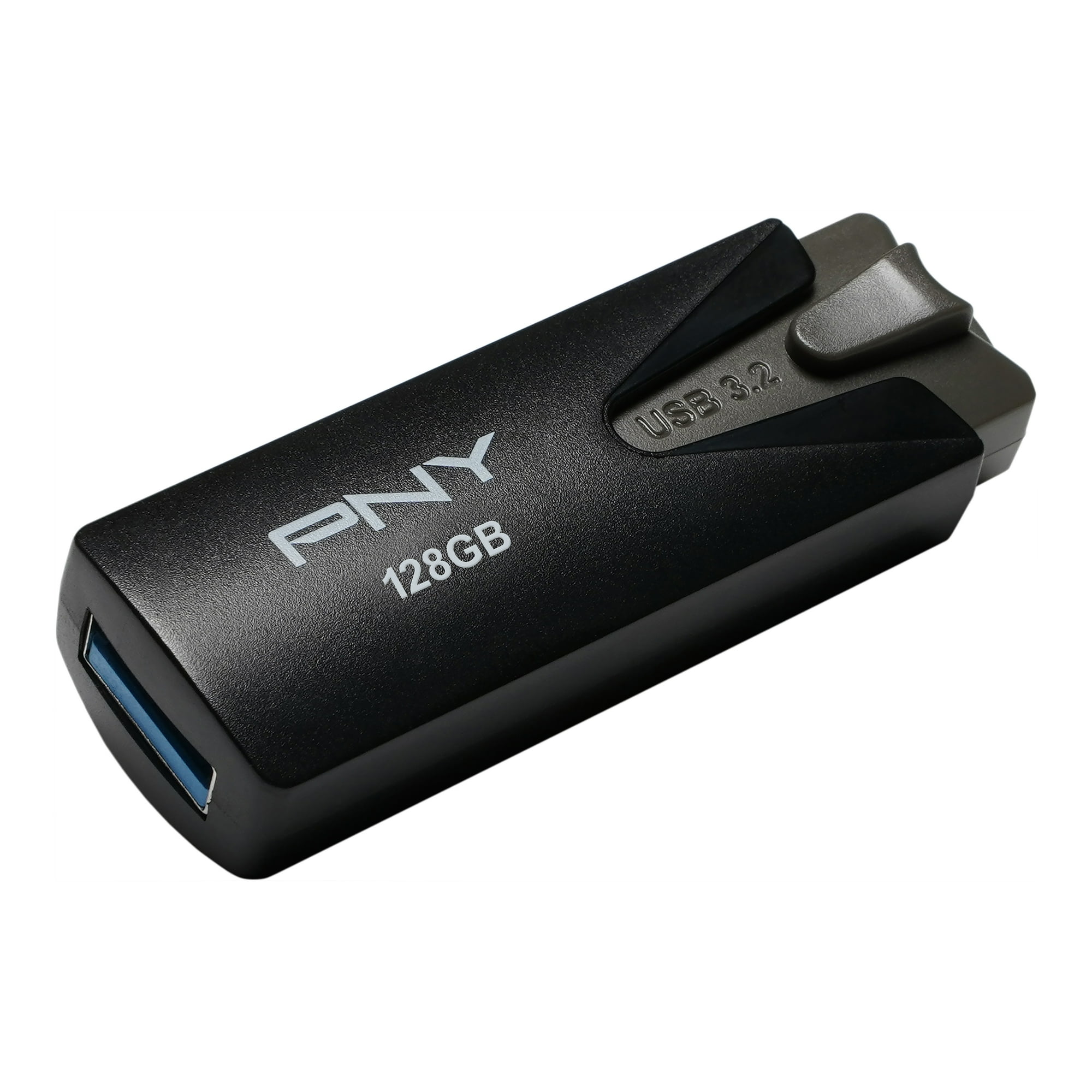 PNY 128GB Elite USB 3.2 Flash Drive against white background.