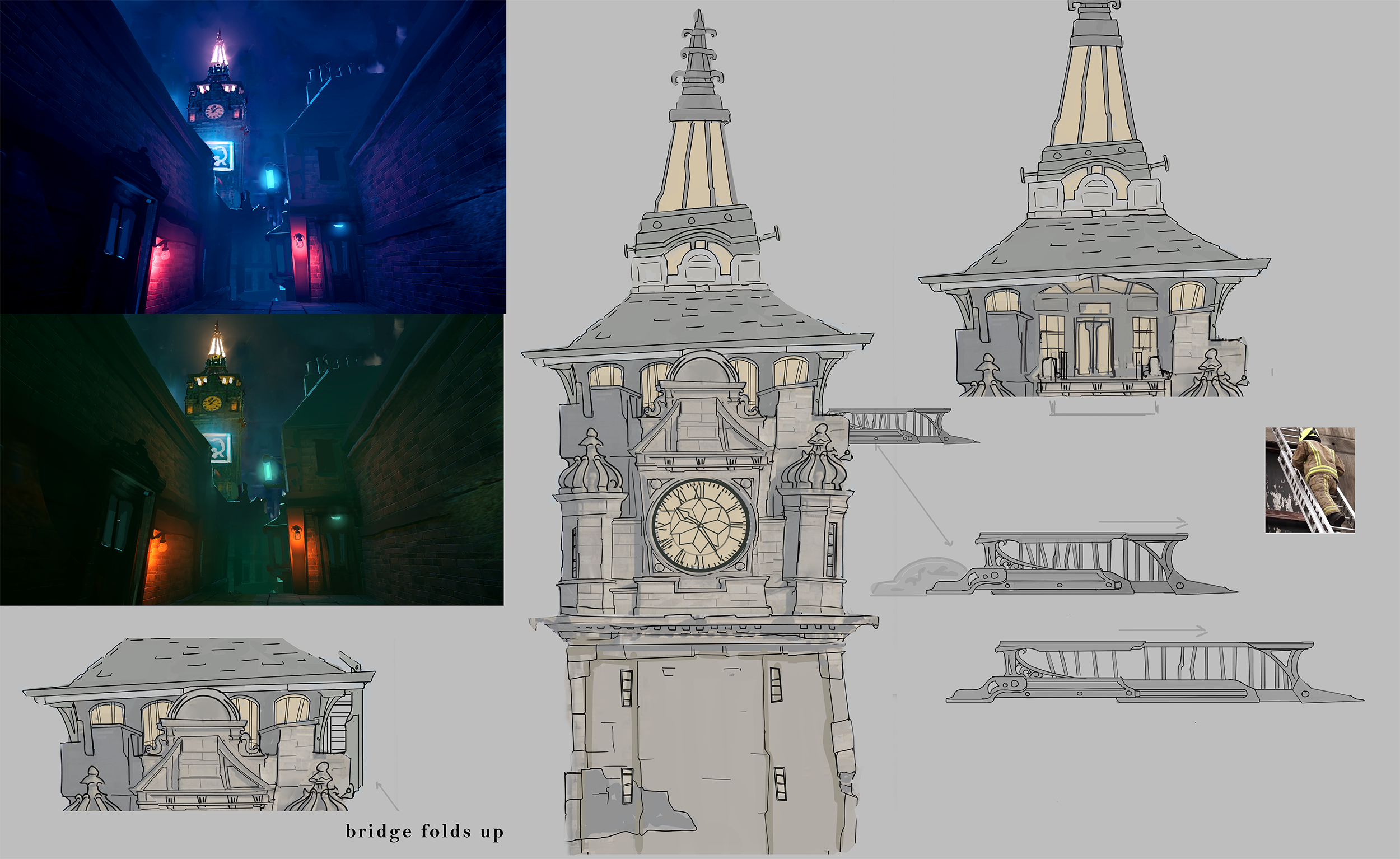 Screens and photos from a video game depicting Edinburgh