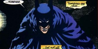 Comic book panel with batman as a vampire