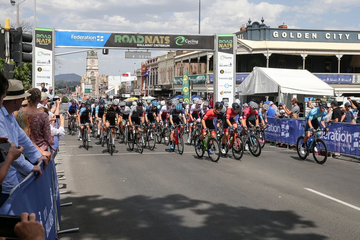 The riders start their race