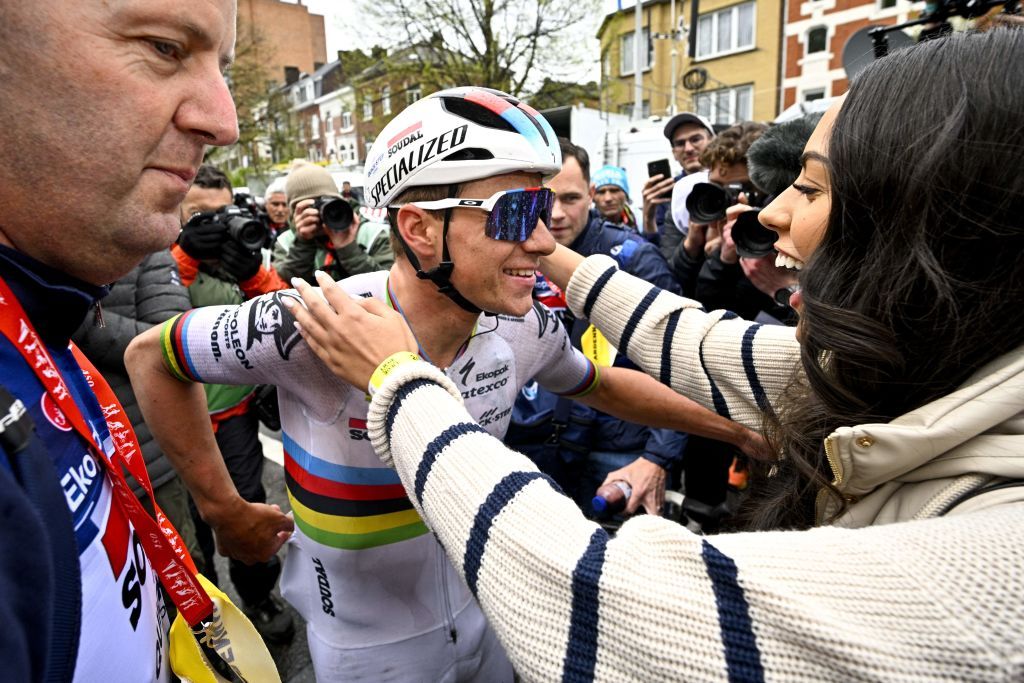 Belgian Remco Evenepoel of Soudal QuickStep celebrates after winning the men elite race of the LiegeBastogneLiege one day cycling event 2585km from Liege over Bastogne to Liege Sunday 23 April 2023 BELGA PHOTO JASPER JACOBS Photo by JASPER JACOBS BELGA MAG Belga via AFP Photo by JASPER JACOBSBELGA MAGAFP via Getty Images