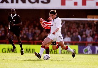 Richard Hughes of Bournemouth on the ball against Brentford during the Nationwide Division Two match at Griffin Park in Brentford, England. Bournemouth won 2-0.