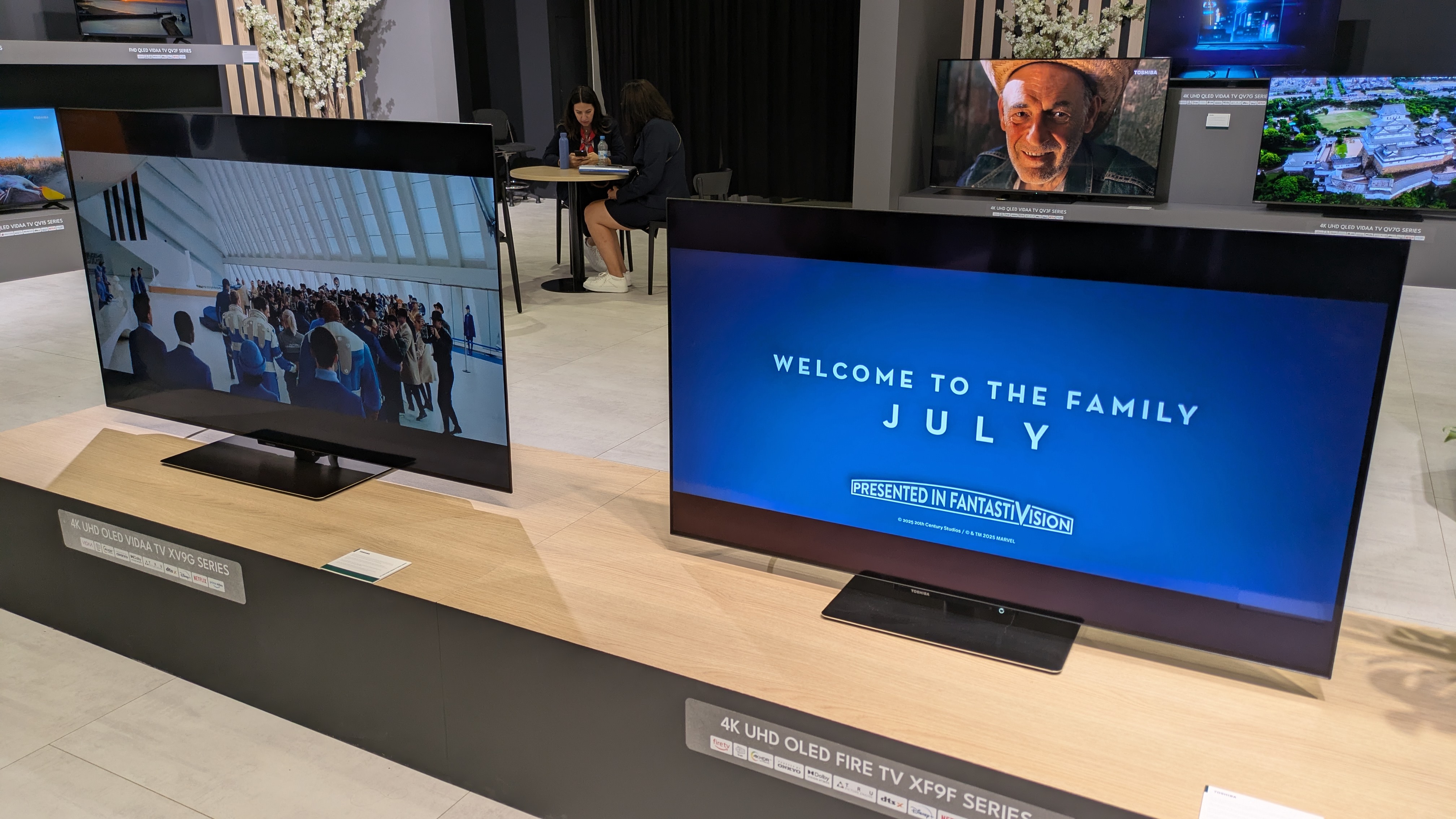 Toshiba OLED TVs with Fantastic Four on screen