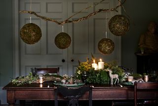 Woodland wreath Christmas table centerpiece