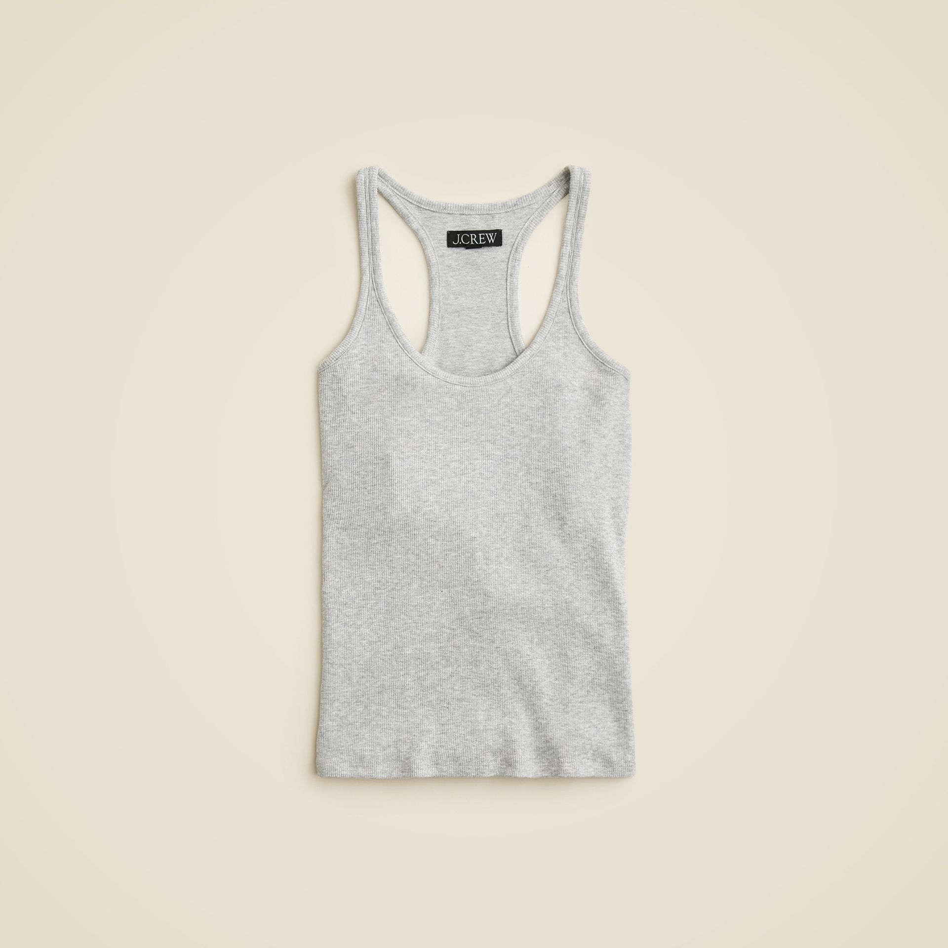 Fine Rib Racerback Tank Top With Shelf Bra