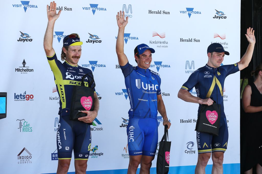 The stage 3 podium of Docker, McCabe and Howard