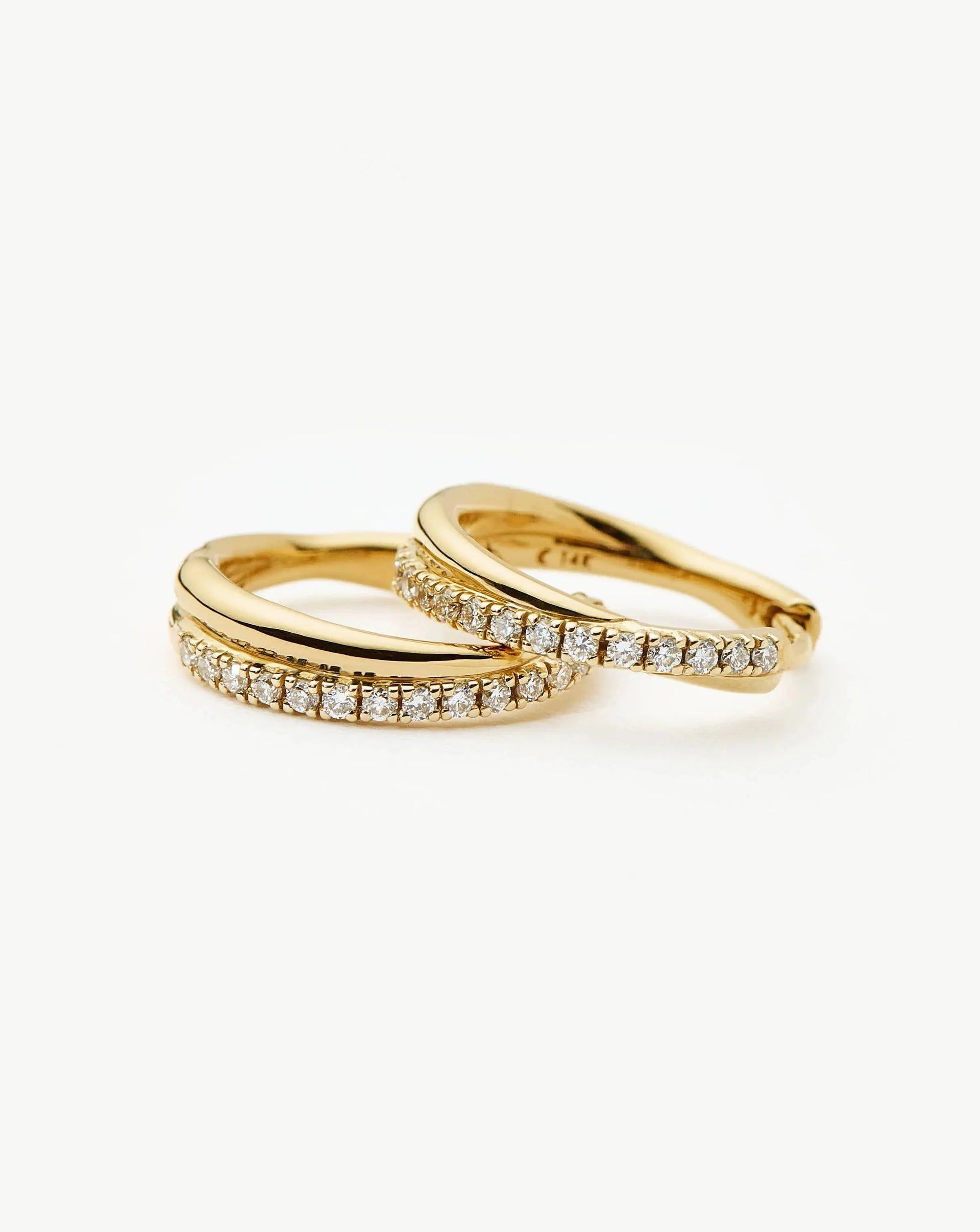 Lucy Williams Fine Diamond Entwine Huggies | 14ct Solid Gold - 14ct Solid Gold, Diamond
