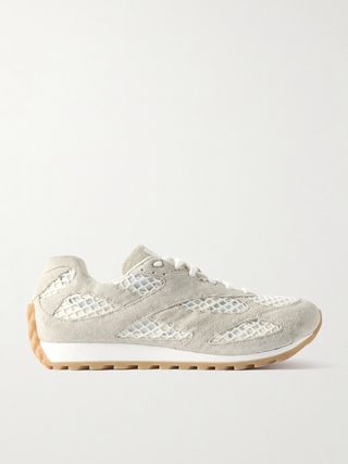 Orbit Suede, Leather, Mesh and Fishnet Sneakers