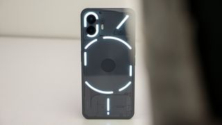 Lighted Glyphs on the back of the Nothing Phone (2)