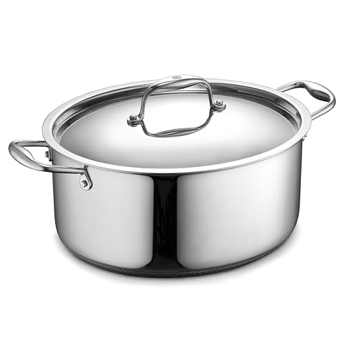 Hexclad Hybrid Nonstick 6.5-Quart Oval Dutch Oven With Stainless Steel Lid, Stay-Cool Handles, Dishwasher-Friendly, Oven-Safe Up to 900&amp;deg;f, Induction Ready, Compatible With All Cooktops