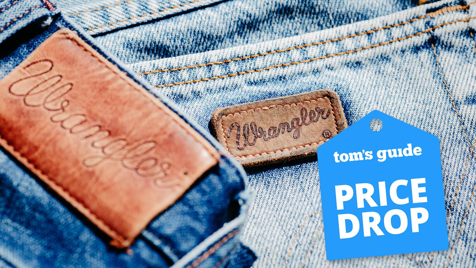 Wrangler logo patch on denim jeans