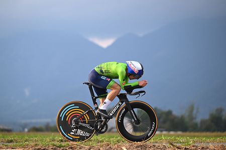 Primoz Roglic (Slovenia) on his way to victory in the 2026 UEC Road Cycling European Championships 2026, Men's Elite Individual Time Trial in Sencur, Slovenia. (Photo by Szymon Gruchalski/Getty Images)