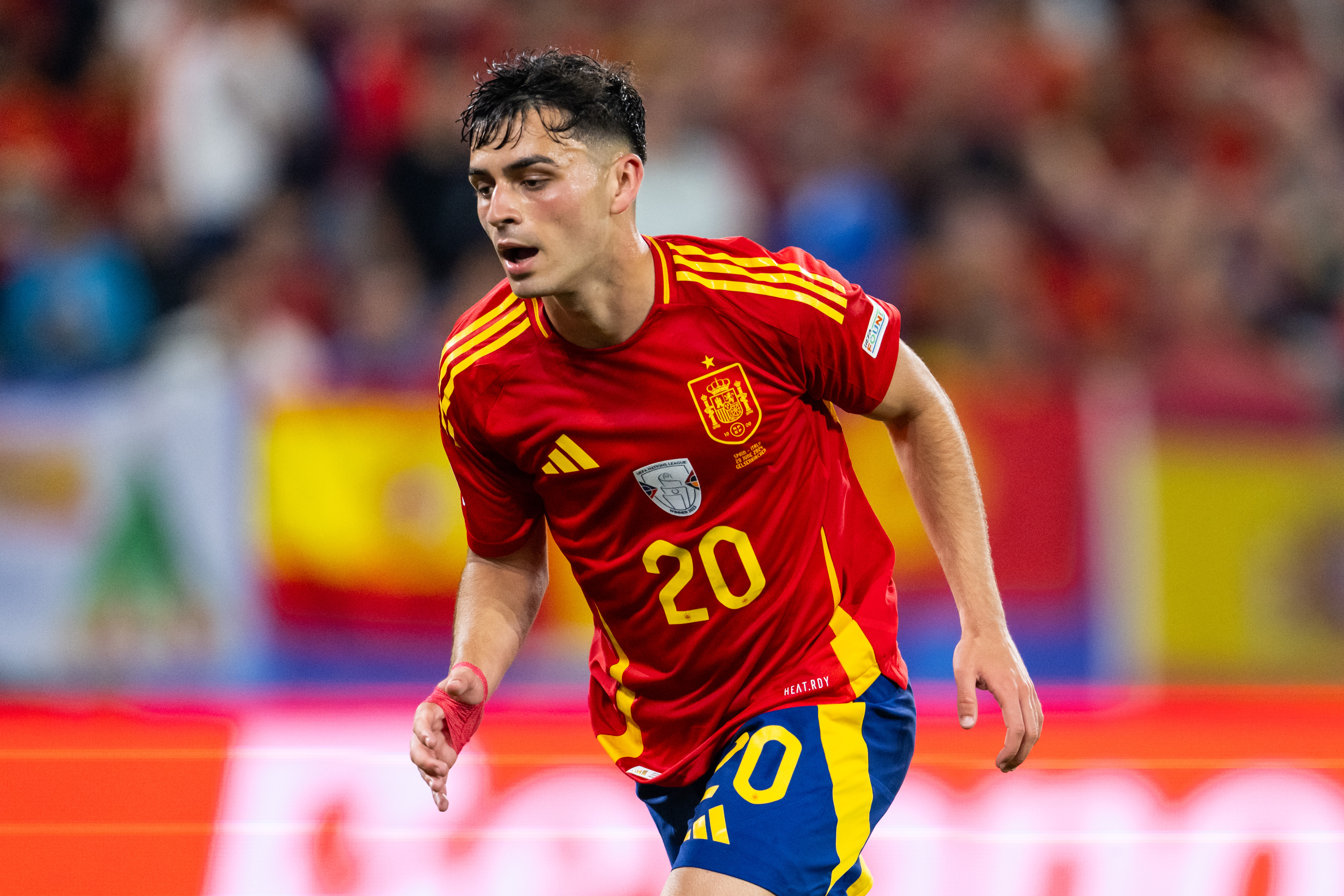 Pedri in action for Spain against Italy at Euro 2024.