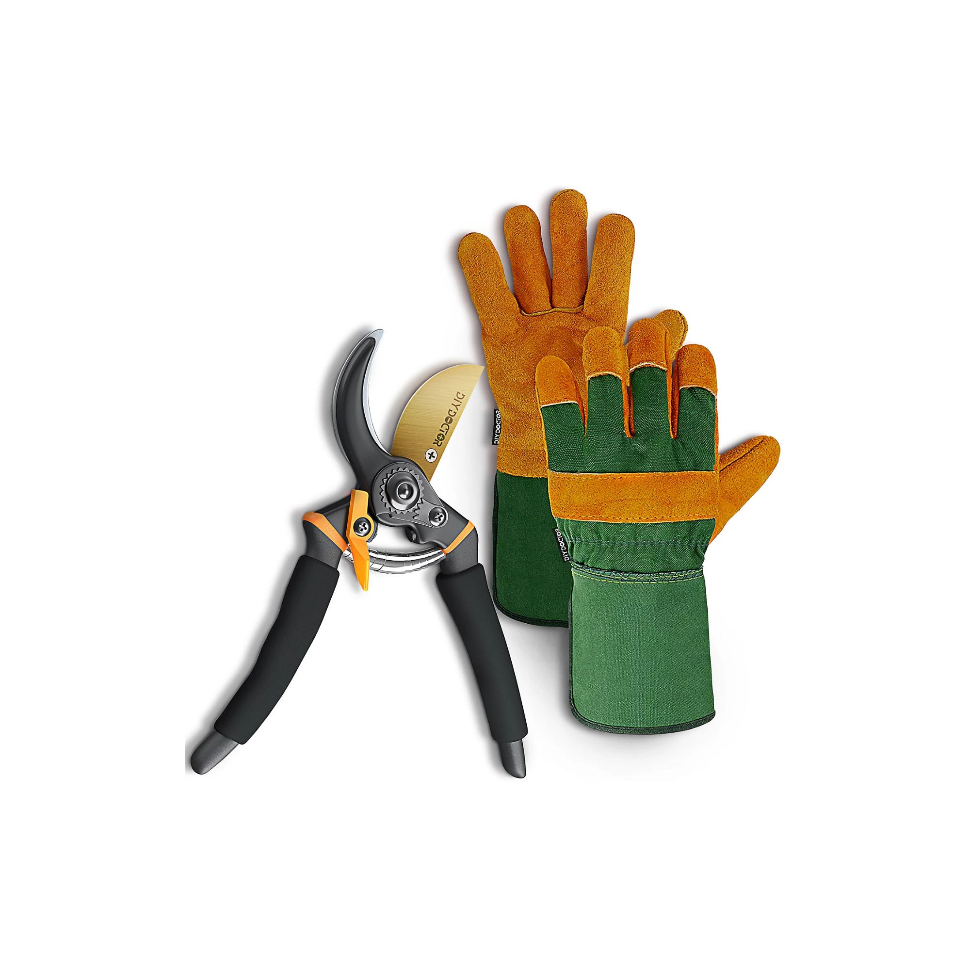 secateurs and gardening gloves