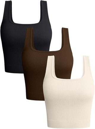 OQQ, 3 Piece Ribbed Tank Tops