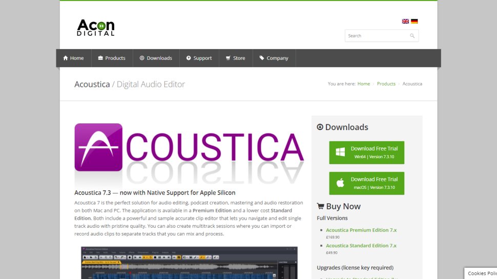 Website screenshot for Acoustica