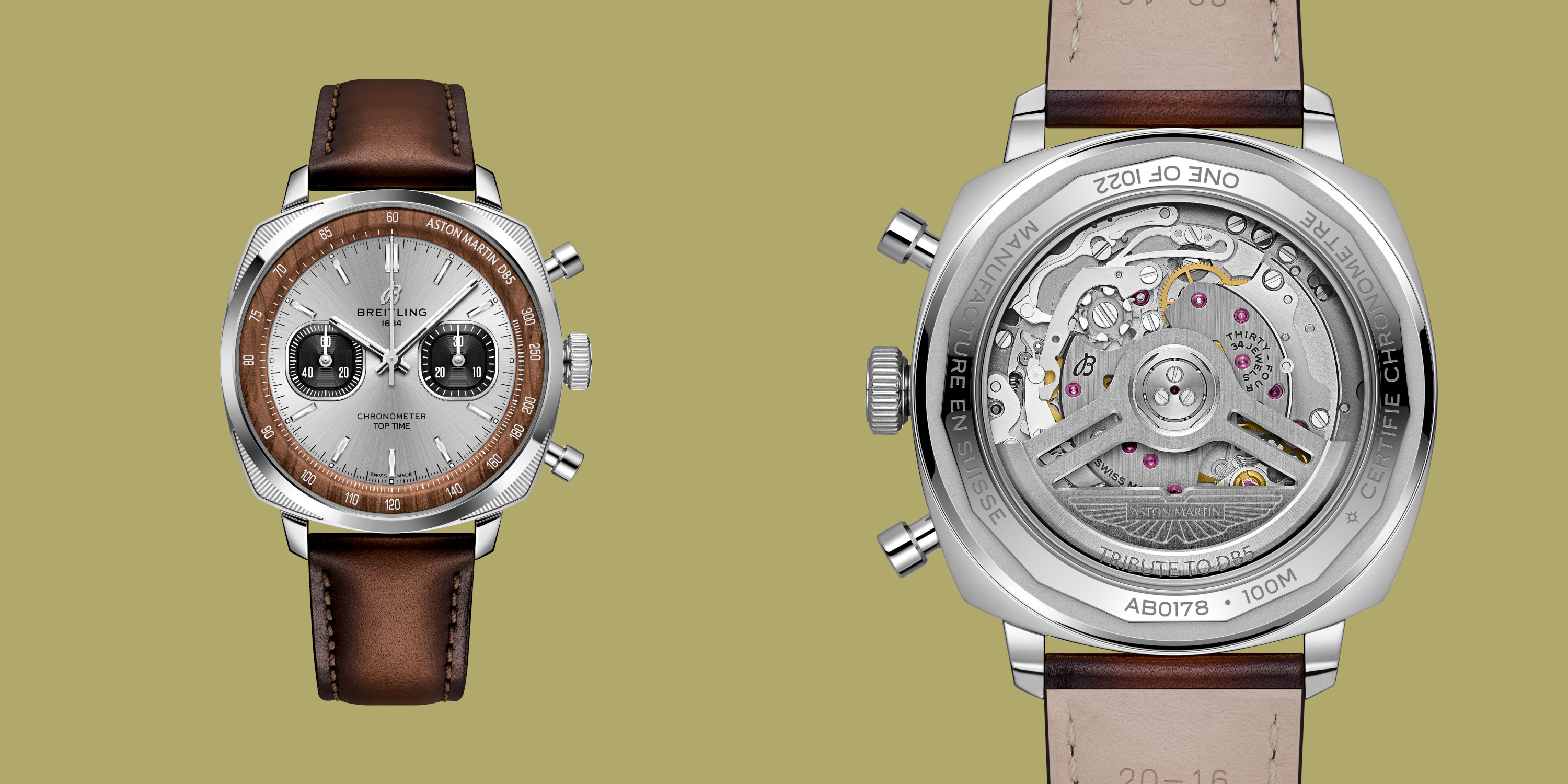 Breitling Top Time B01 Chronograph 41 Tribute to Aston Martin DB5 in stainless steel with silver dial