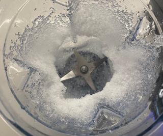 The results of crushing ice in the Vitamix E520 - a fine powder