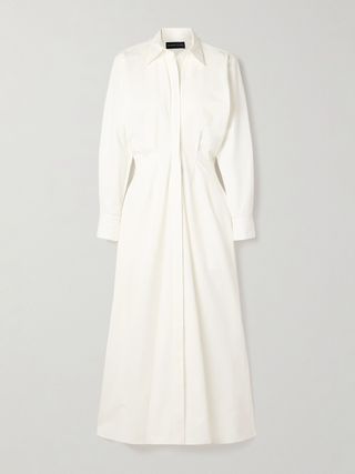 The Celeste Ruched Cotton-Poplin Maxi Shirt Dress