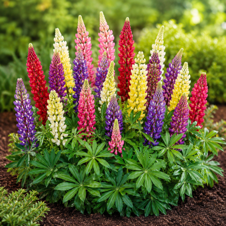 Russell Lupine Plant Live for Planting, Random Color Lupine Flowers, Perennial Wildflower in Home Garden, 3-5 Inch Tall