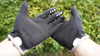The palm of the POC Resistance Enduro Adjustable gloves showing the perforations fro ventilation