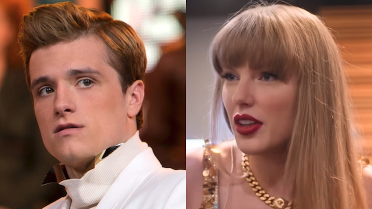 Josh Hutcherson in Hunger Games: Catching Fire and Taylor Swift in Eras Tour series