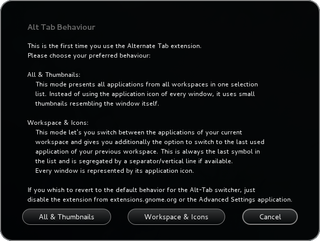 AlternateTab Extension - First Use Choice
