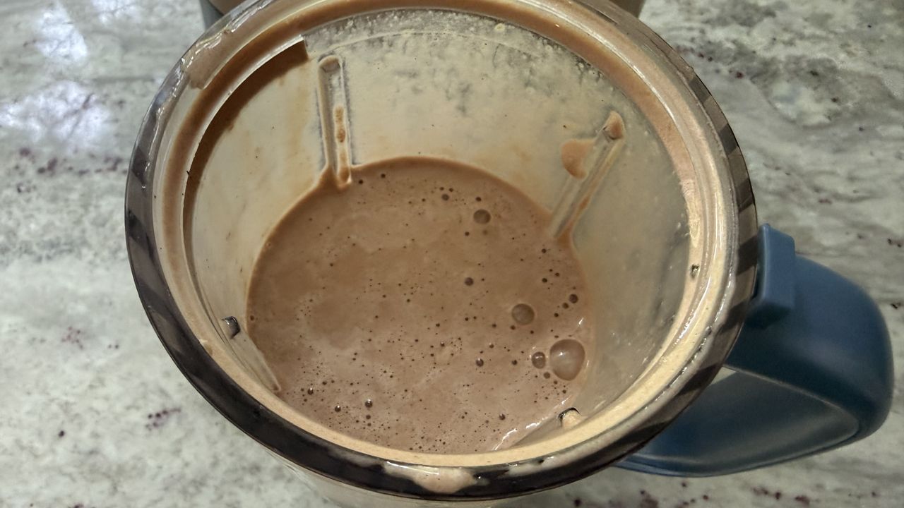 Ninja CrushBOSS making banana chocolate smoothie