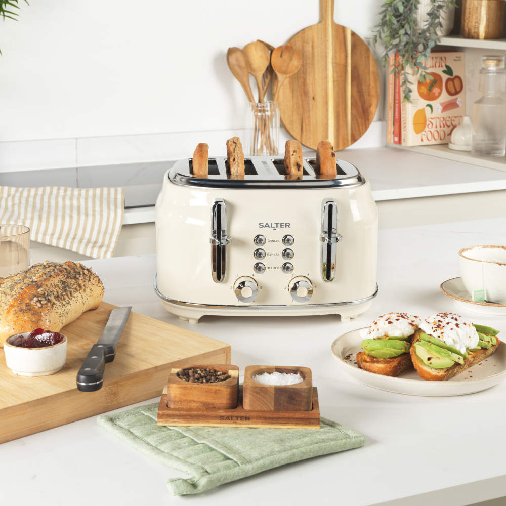 Retro 4-Slice Toaster - Cream