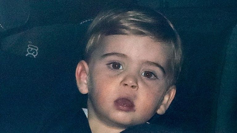 Prince Louis looks puzzled in the car