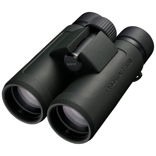Nikon Prostaff P3 8x24 binoculars on a white background.