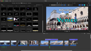 Apple iMovie timeline showing the addition of text effects to footage