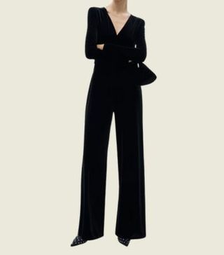 Image of black velvet jumpsuit