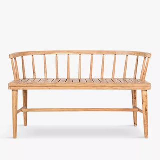 wooden bench with seat back