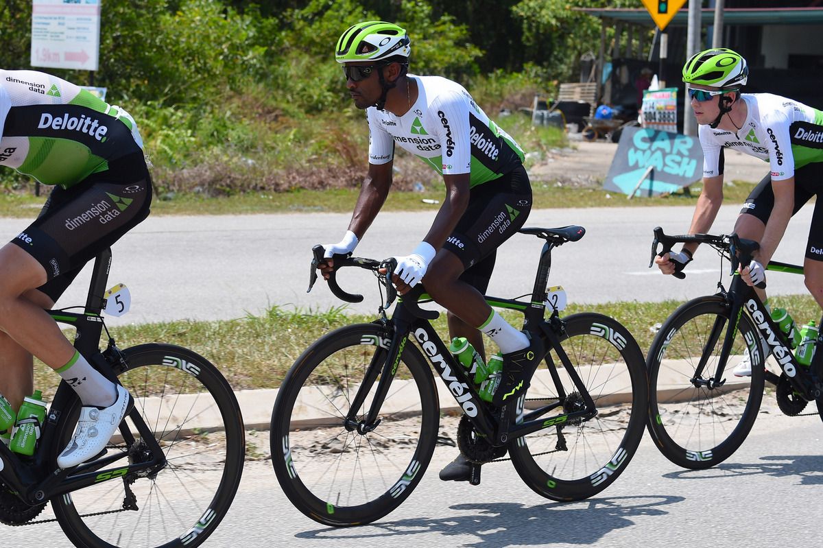 Mekseb Debesay (Dimension Data) before he crashed out