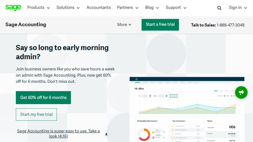 Website screenshot for Sage Accounting