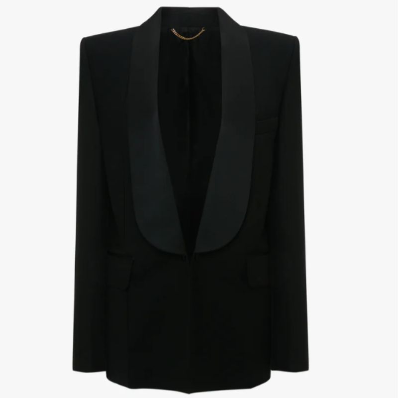 black tuxedo jacket with shawl collar