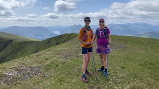 Katy Boocock and a friend during her 60th birthday mountain challenge
