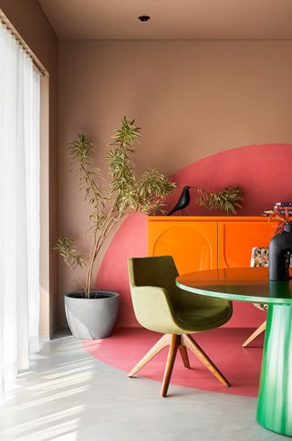 color block semi-circle around a sideboard