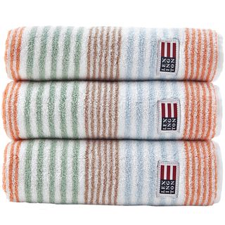 lexington original striped towels in grey and pastel stripes