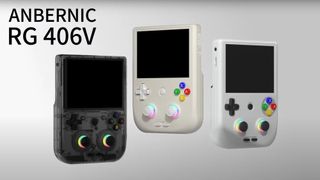 the anbernic rg406v retro gaming handheld in several colors